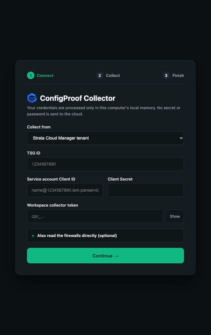 Strata Cloud Manager connection fields